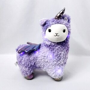 FAO Schwarz Glow Bright Purple Llamacorn Plush Lights and‎ Sound Llama Unicorn